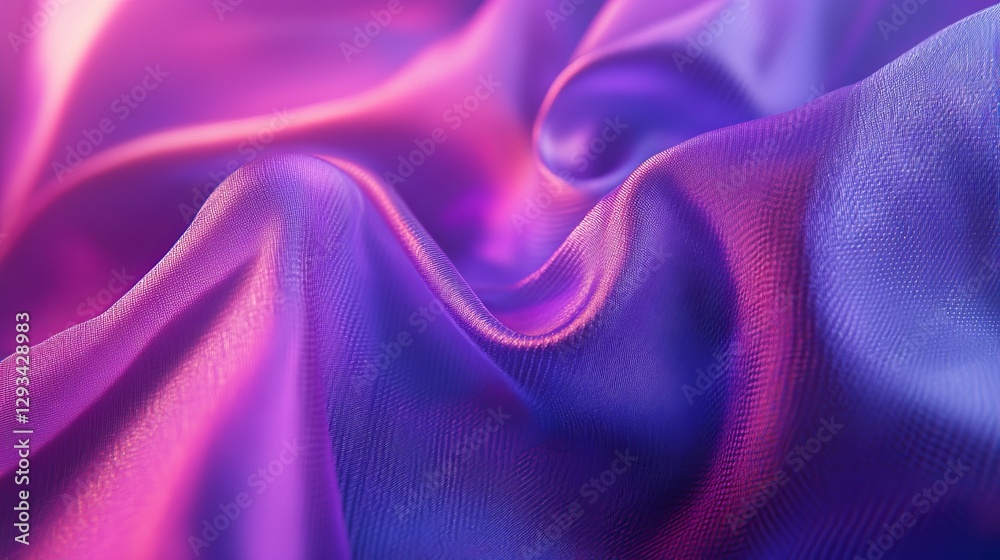 Poster soft folded fabric in purple and pink hues, creating a smooth and luxurious texture. elegance and fa
