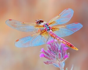Dragonfly on flower, nature, summer