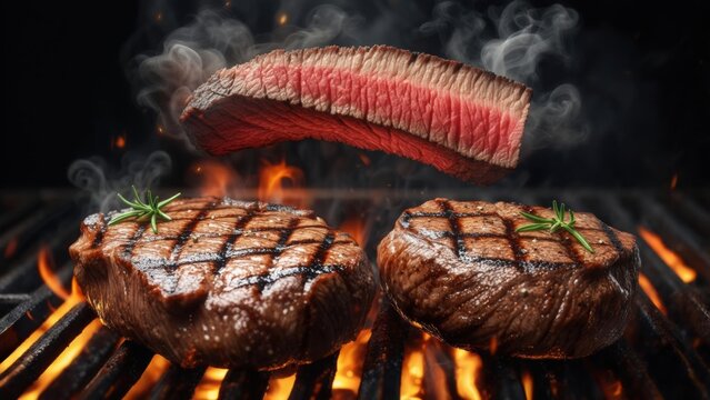 Grilling succulent steaks with perfect sear at a summer barbecue gathering outdoors
