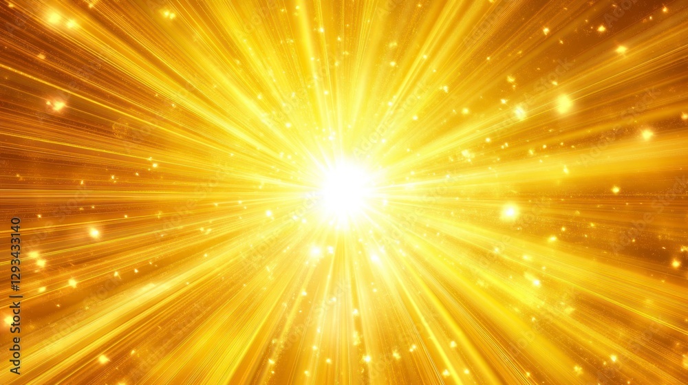 Wall mural a bright yellow star explosion with rays and sparkles on a transparent background