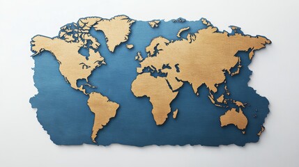 Papercut World Map on White 