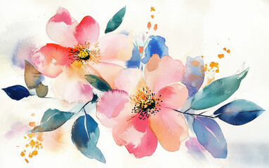 Pretty Floral watercolour background banner, could be used as a website header, greeting cards, social media