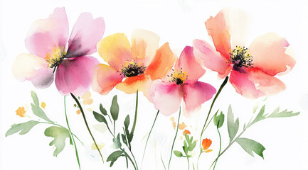 Pretty Floral watercolour background banner, could be used as a website header, greeting cards, social media