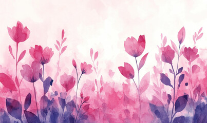Pretty Floral watercolour background banner, could be used as a website header, greeting cards, social media