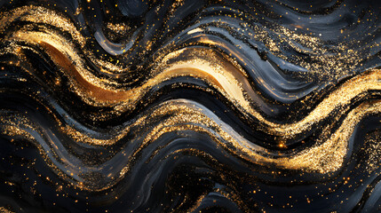 Elegant abstract background featuring metallic gold and black swirls for modern design