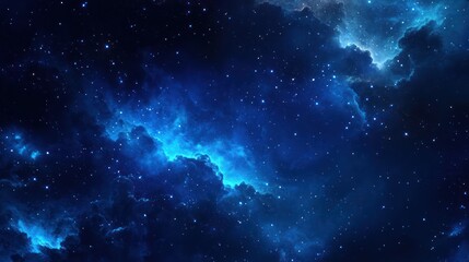 Fototapeta premium Cosmic Nebula Blue interstellar clouds, stars, space background; astronomy, science fiction