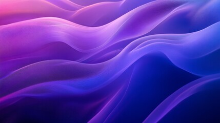 Fototapeta premium Abstract waves of purple and blue light with a soft gradient effect, flowing fabric texture. Futuristic design and digital art concept