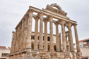 Fototapeta premium Diana roman temple in Merida World Heritagelandmark. Badajoz, Spain