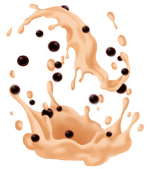 milk chocolate splash. melted chocolate dripping. chocolate splash isolated on white. a photograph of chocolate in various states of fluidity. It features milk chocolate in a splashed configuration