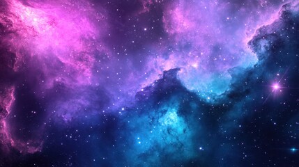 Obraz premium Cosmic Nebula Pink and Blue Gas Clouds (2)