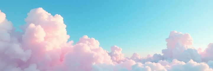 Clouds of soft pastel colors against a clear blue sky, blue, pastel