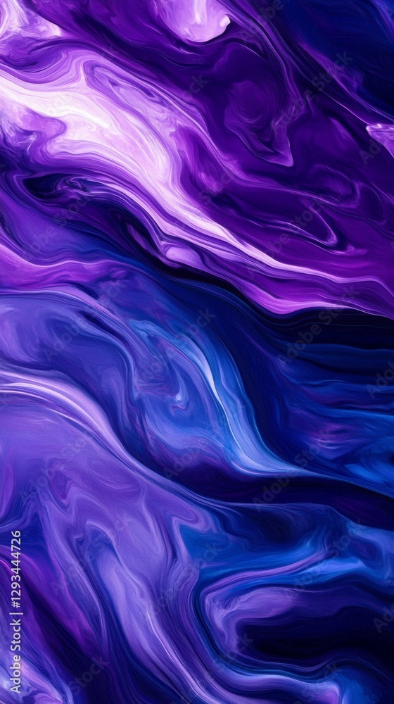 Poster abstract purple and blue swirling pattern with fluid shapes and vibrant hues. creative art and desig