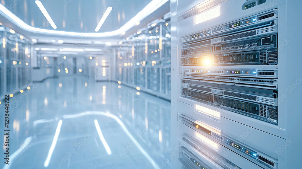 Leinwandbilder modern data center with rows of servers and bright lighting creates high tech atmosphere