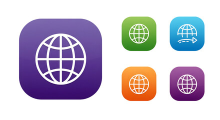 Obraz premium Globe Icon Set Displaying Global Connection and Communication Theme