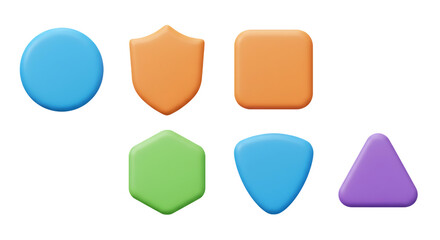 Colorful Geometric Shapes Collection on Black Background Displaying Various Forms