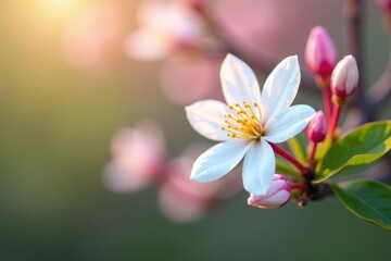 Naklejka premium Fragrant jasmine buds unfolding on a spring morning, jamsun, nature