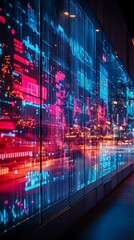 Obraz premium City night data display
