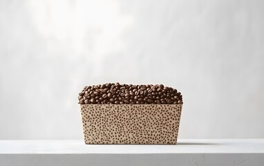 Roasted Coffee Beans in Decorative Container Studio Shot