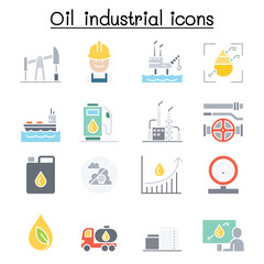 Oil icon set in thin line style