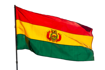 Photo of flag of Bolivia isolated on transparent or white background, png