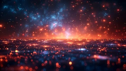 network connects cities on a digital earth, showing global tech and finance. Lines and dots form a data web, hinting at business innovation