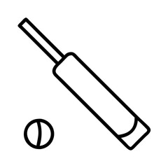 cricket bat and ball icon, cricket bat and ball line art - simple line art of cricket bat and ball, perfect for cricket bat and ball logos and icons