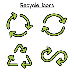 Recycle icon set in outline style