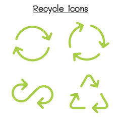 Recycle icon set in outline style