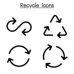 Recycle icon set in outline style