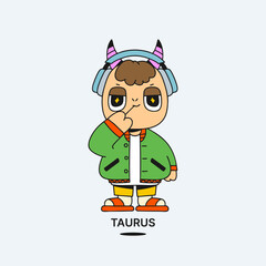 Naklejka premium Cute character zodiac sign Taurus. Mascot. Trendy vector illustration.