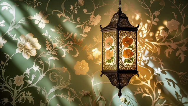 fire lantern in whte background with lights and shadow