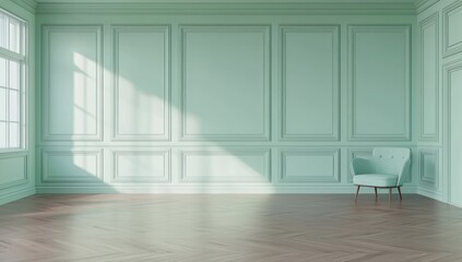 Fototapeta premium Classic interior in mint and rose quartz, empty for mockups.