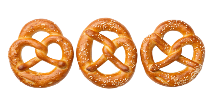 three fresh pretzels png
