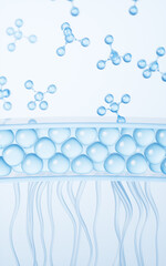 Skin cell background with cosmetics molecules, 3d rendering.