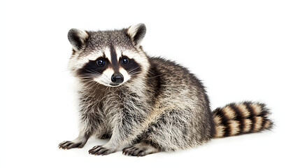 Fototapeta premium A raccoon is sitting on a white background