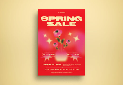 Red Bold and Bright Color Spring Sale Flyer Layout
