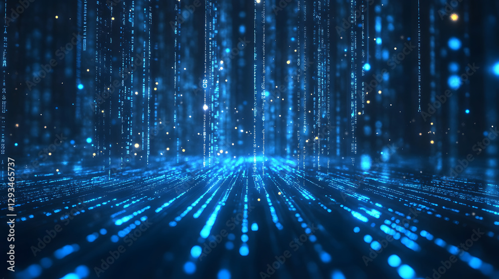Poster dynamic cybertrading data streams virtual environment abstract graphic visuals futuristic concept gl
