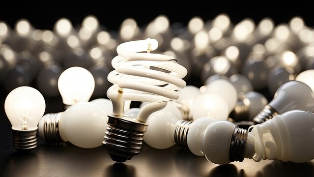 1. **Energy-Saving Lit Bulb Among Incandescent Darkness**