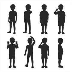 set of Boys silhouette vector illustration