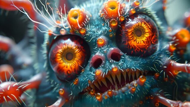 Virus Cells under microscope, Microbiome and Bacteria illness, Protein structure, Microbiology Infectious Disease, disease, infection, influenza epidemiology, HIV HPV