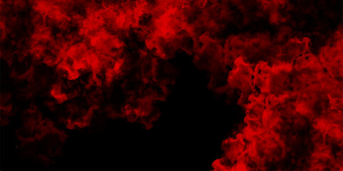 Obraz premium Red painted powder explosion. Stylist modern red texture background with smoke. Red background for wallpaper, weeding card, and design. Vintage texture of plaster or grungy marble. Scary red wall.