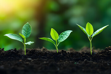 Seedlings Growth in Soil - A Realistic Image