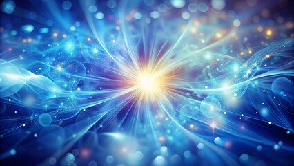 Fototapeta premium Dynamic Abstract Light Patterns with Bright Center in Blue Hues