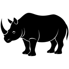 Rhinoceros Silhouette Vector Icon High-Quality Design on White Background.