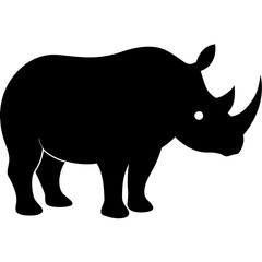 Rhinoceros Silhouette Vector Icon High-Quality Design on White Background.