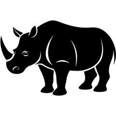 Rhinoceros Silhouette Vector Icon High-Quality Design on White Background.