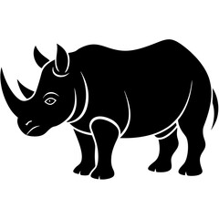 Rhinoceros Silhouette Vector Icon High-Quality Design on White Background.