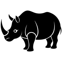 Rhinoceros Silhouette Vector Icon High-Quality Design on White Background.