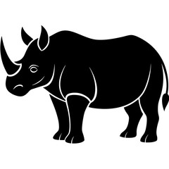 Rhinoceros Silhouette Vector Icon High-Quality Design on White Background.