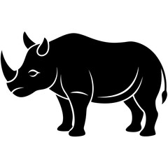 Rhinoceros Silhouette Vector Icon High-Quality Design on White Background.